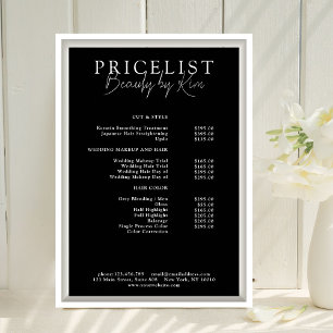 White & Black Minimal Elegant Salon Price List Poster