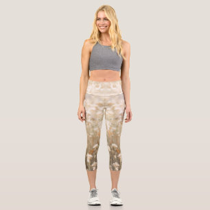 White Black Minimalist Flower Field Self-Care Capri Leggings