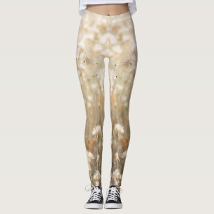 White Black Minimalist Flower Field Self-Care Leggings