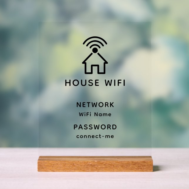 White & Black Minimalist House Wifi Password Acrylic Sign (Neutral)