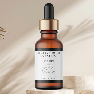 White & Black Modern Cosmetics Dropper Bottle Label