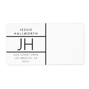 White & Black Modern Looking Return Address