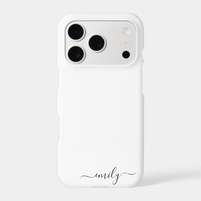 White Black Modern Script Monogram Name (Back)