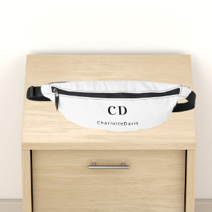 White black monogram initials name bum bags