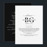 White Black Monogram Initials Wedding  Itinerary Programme<br><div class="desc">A minimalist black and white monogram initials wedding design. A simple design that uses the bride's and groom's initials and names to create an elegant classic monogram. A charming black and white minimalist monogrammed design with classy script typography. An elegant black and white monogram initials themed wedding Itinerary card design...</div>