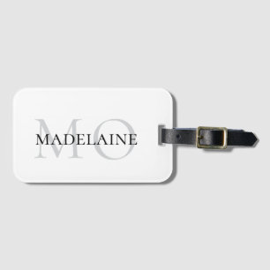 White Black Monogram Personal Travel Luggage Tag