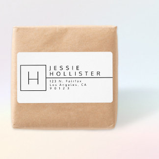 White & Black Monogrammed Return Address