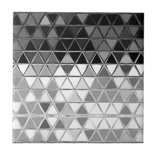 White & Black Mosaic Triangle Design Tile