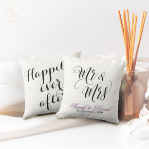 White Black Mr & Mrs Wedding Pillow Keepsake Gift