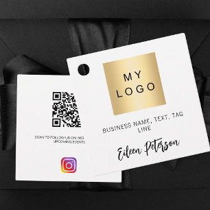 White black name logo QR Instagram code hang tag