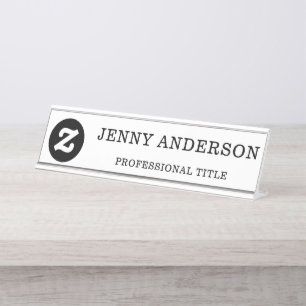  White Black Name Title & Logo Desk Name Plate