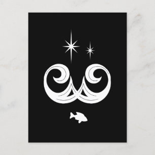 White, Black Ocean and Stars Design Postcard