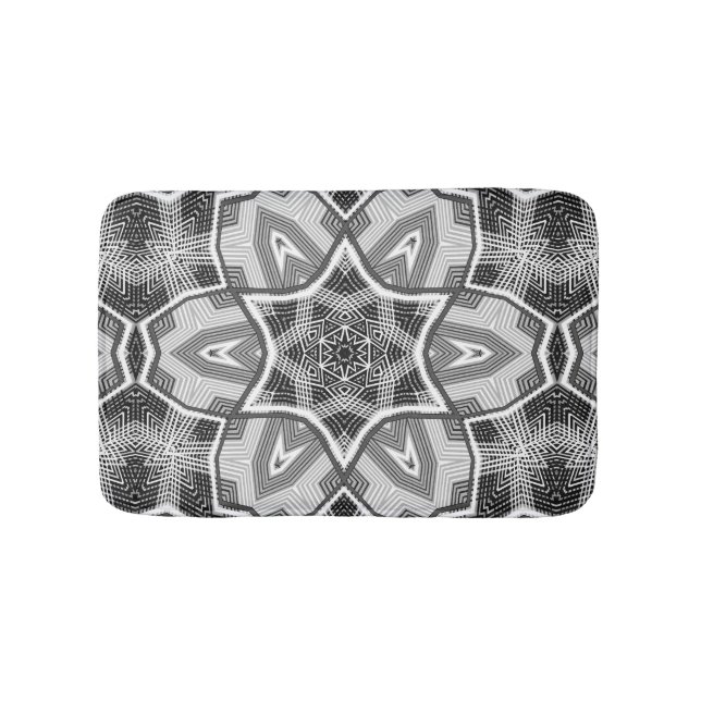 White-black openwork geometric pattern bath mat (Front)