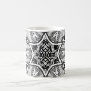 White-black openwork geometric pattern coffee mug