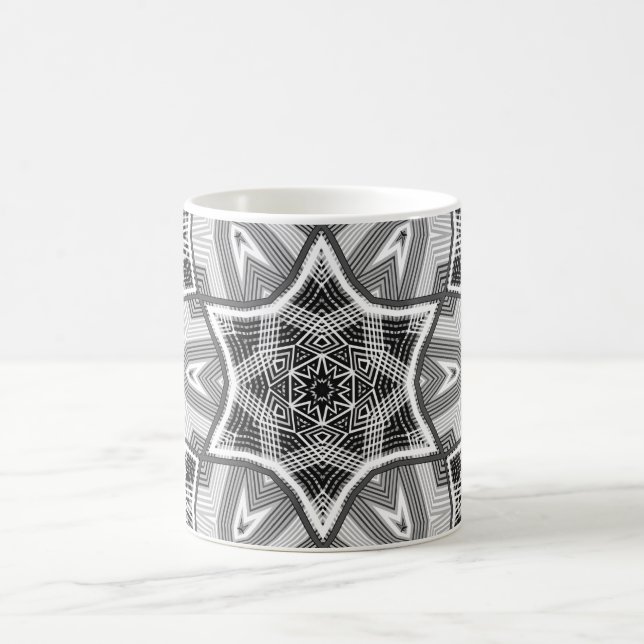 White-black openwork geometric pattern coffee mug (Center)