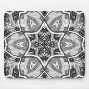 White-black openwork geometric pattern mouse mat