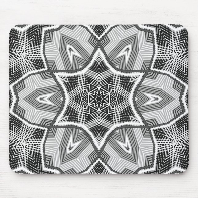 White-black openwork geometric pattern mouse mat (Front)