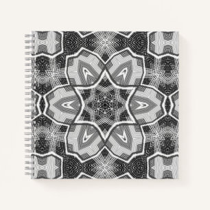 White-black openwork geometric pattern notebook