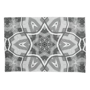 White-black openwork geometric pattern pillowcase