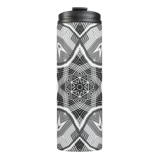 White-black openwork geometric pattern thermal tumbler (Front)