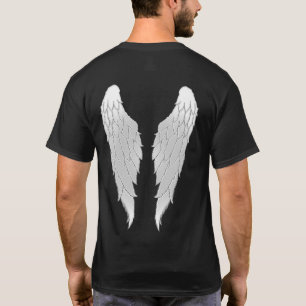 White Black Outline Angel Wings T-Shirt