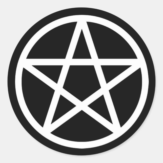 White Black Pentacle Solid Sticker (Front)