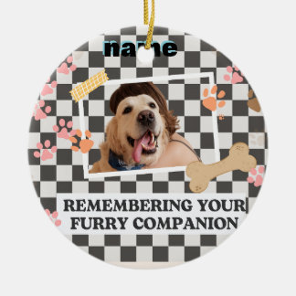 white black personalised name Bandanna Ceramic Tree Decoration