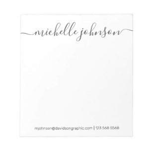 White Black Personalised Name From The Desk Of Notepad