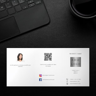 White black photo logo QR code business brochure