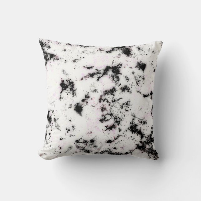 White Black Pink Marble Paint Splash Abstract Cushion (Front)