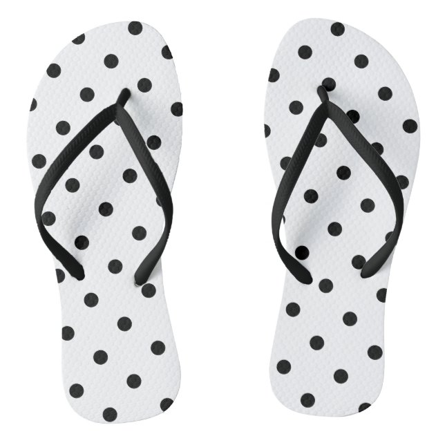 White/Black Polka Dots Flip Flops (Footbed)
