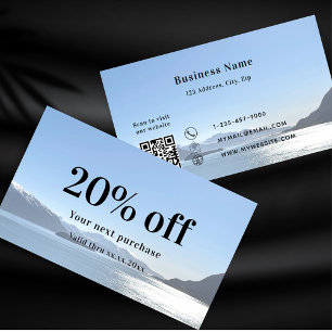 White black qr code custom photo business  discount card