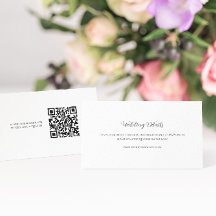 White Black QR Code Wedding Card