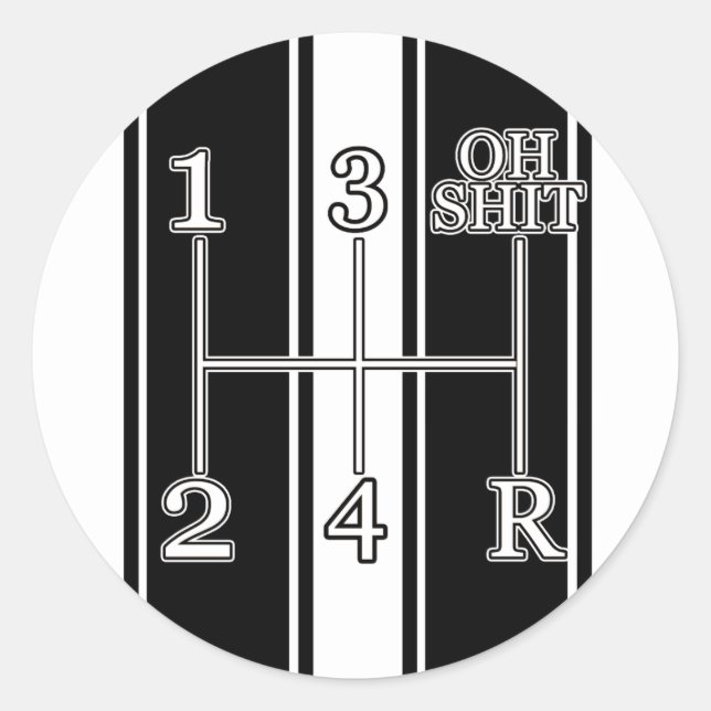 White Black Race Stripes Shift Knob Sticker (Front)