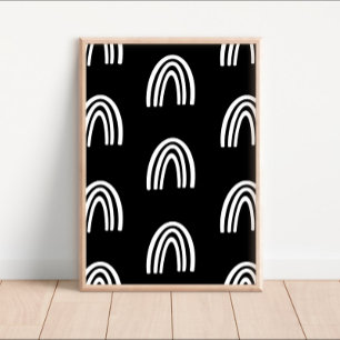 White/Black Rainbows Nursery Decor Poster