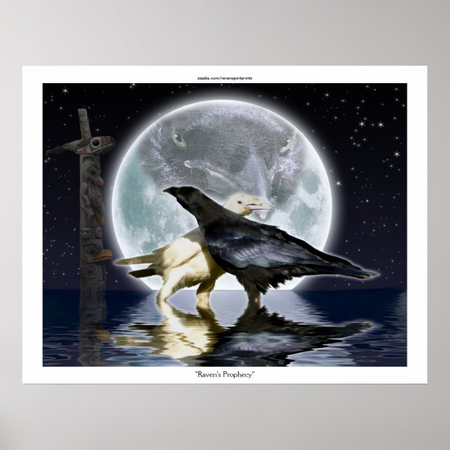 WHITE & BLACK RAVENS, TOTEM & MOON Art Poster (Front)