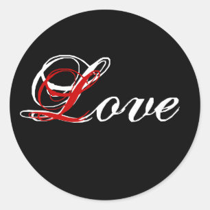 White, Black, Red Love Wedding Sticker