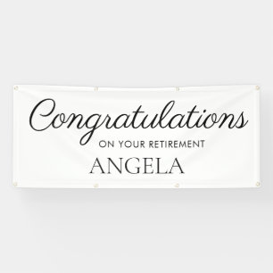 White Black Retirement Congratulations Banner