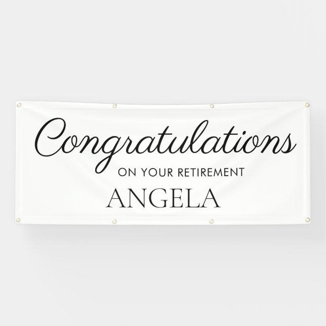 White Black Retirement Congratulations Banner (Horizontal)