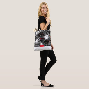 White&Black Scribble Tragetaschen Mit Langen Träge Tote Bag