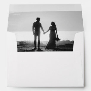 White & Black Script Couple Photo 5x7 Wedding Envelope