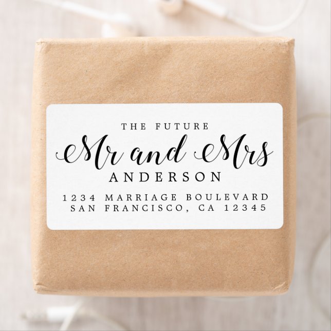 White Black Script Future Mr Mrs Return Address (Insitu)