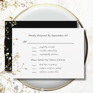 White Black Script Menu Selection Wedding RSVP