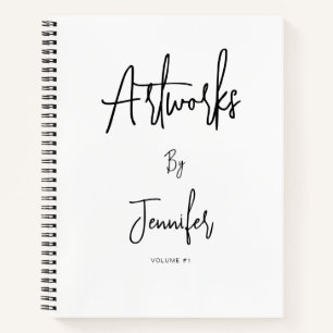 White Black Script Name Artwork Sketchbook  Notebook