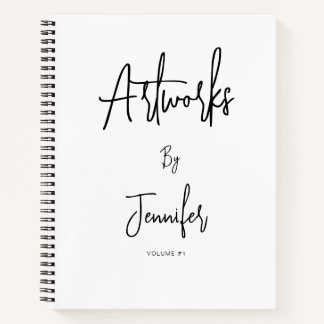 White Black Script Name Artwork Sketchbook  Notebook