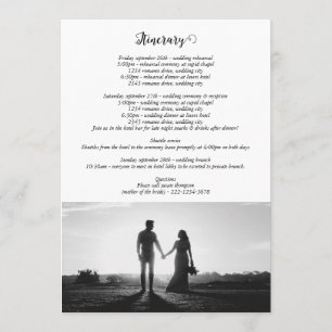 White & Black Script Photo Wedding Itinerary Programme