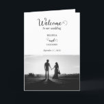 White Black Script Photo Wedding Order of Service Programme<br><div class="desc">A beautiful white and black calligraphy script design showcasing the couple's photo. A modern wedding couple photo design with simple minimalistic elements. An ideal wedding modern order of service program design for anyone who loves script calligraphy, black and white designs and photo picture wedding stationery. Matching wedding invitations and other...</div>