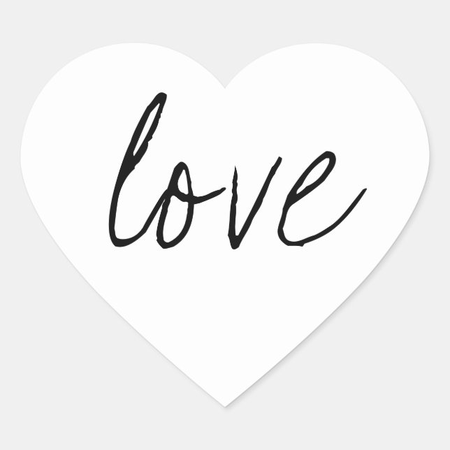 White Black Script Sticker Love (Front)