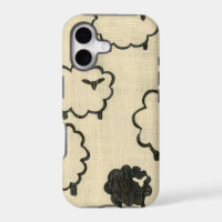 White & Black Sheep on Cream Background