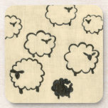 White & Black Sheep on Cream Background Coaster<br><div class="desc">Is your child having trouble sleeping? Have them count the white and black sheep in this print by Chariklia Zarris. A wonderful piece that is elegant in its simplicity. Order your print today!</div>